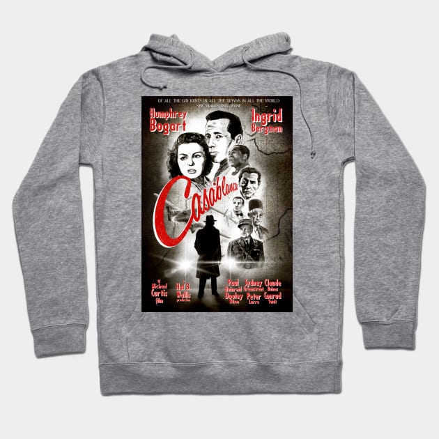 CASABLANCA Classic Movie Poster Hoodie by CrazyPencilComics